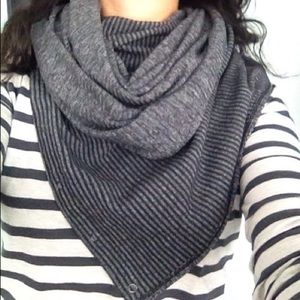 black and gray and white striped vinyasa scarf